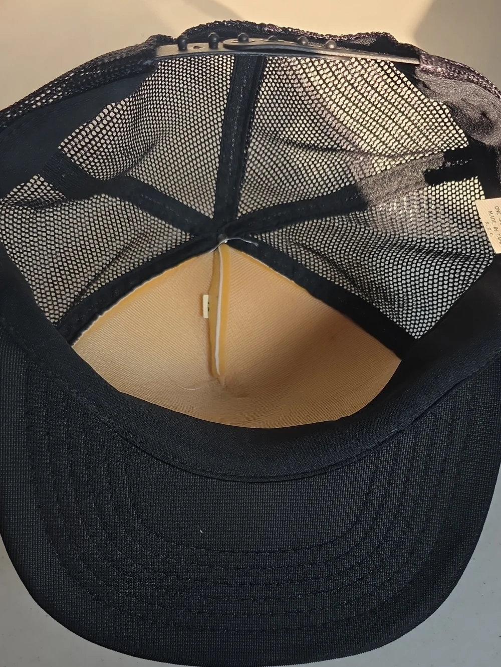 Bass Pro Shops White and Black Trucker Hat with Yellow Oval Fish Logo
